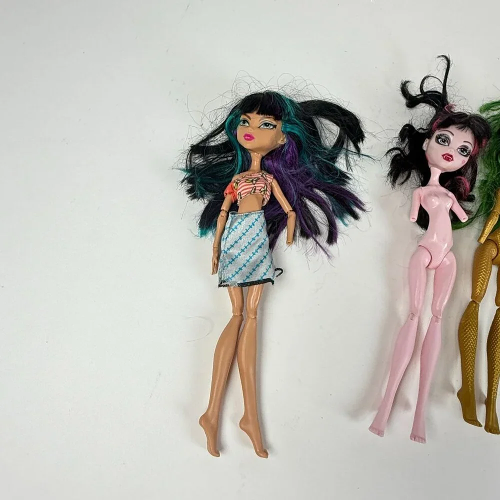 Monster High Doll Lot Of 4 Jinafire Ghouls Draculaura & Creepateria For Repair